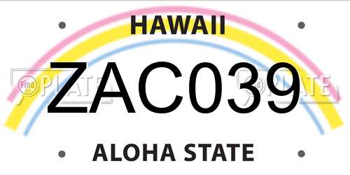 ZAC039 Hawaii License Plate