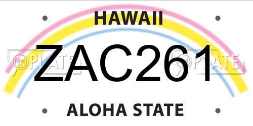 ZAC261 Hawaii License Plate