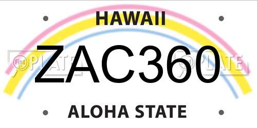 ZAC360 Hawaii License Plate
