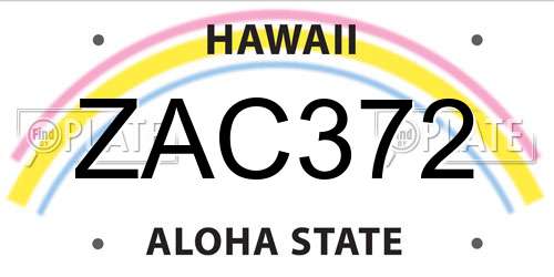 ZAC372 Hawaii License Plate