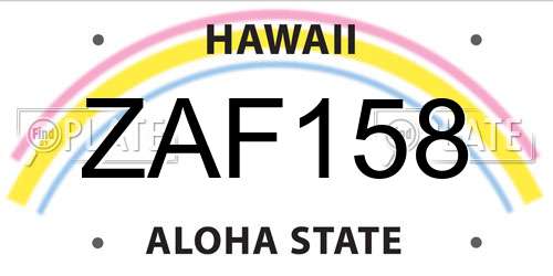ZAF158 Hawaii License Plate