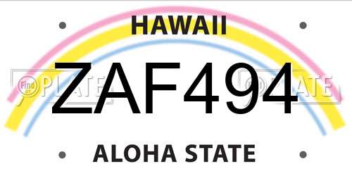 ZAF494 Hawaii License Plate