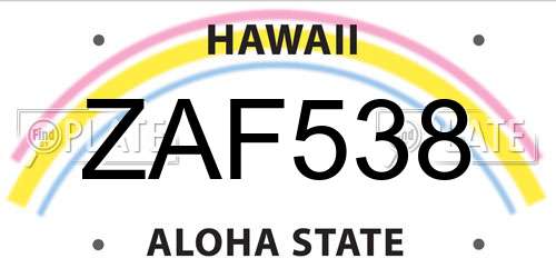 ZAF538 Hawaii License Plate
