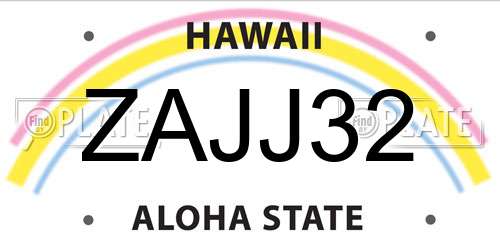 ZAJJ32 Hawaii License Plate