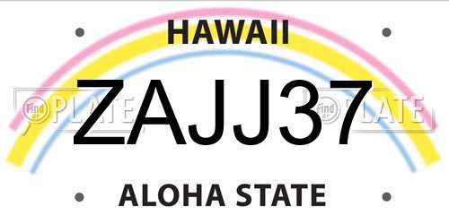 ZAJJ37 Hawaii License Plate