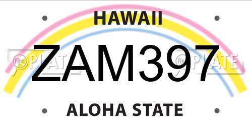 ZAM397 Hawaii License Plate
