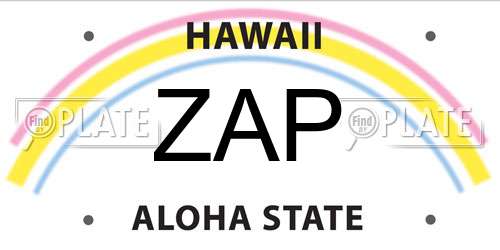 ZAP Hawaii License Plate