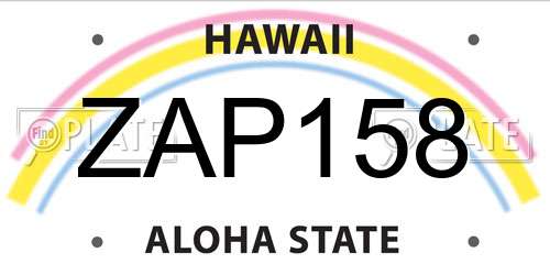 ZAP158 Hawaii License Plate