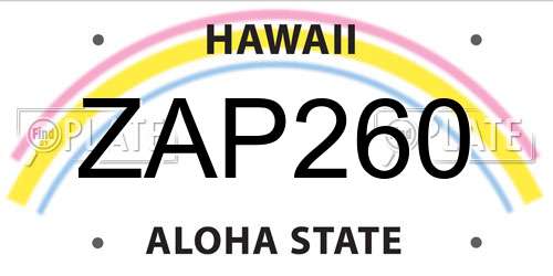 ZAP260 Hawaii License Plate