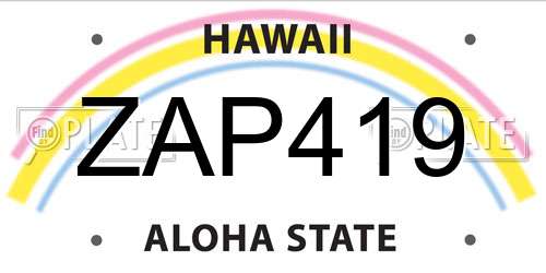 ZAP419 Hawaii License Plate