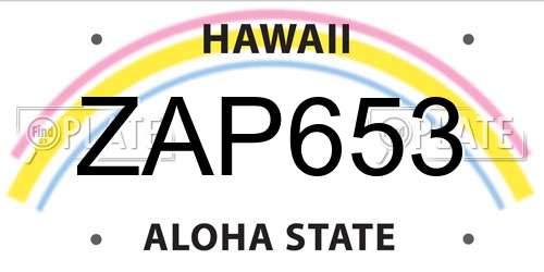 ZAP653 Hawaii License Plate
