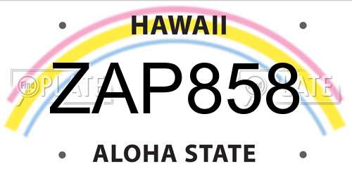 ZAP858 Hawaii License Plate