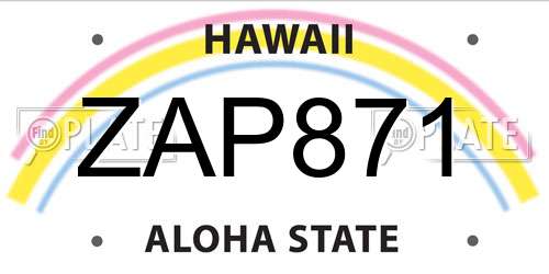 ZAP871 Hawaii License Plate