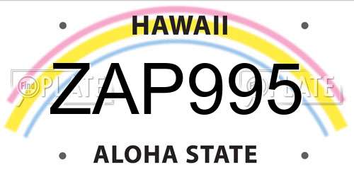 ZAP995 Hawaii License Plate