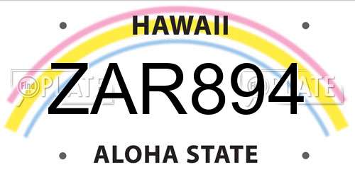 ZAR894 Hawaii License Plate