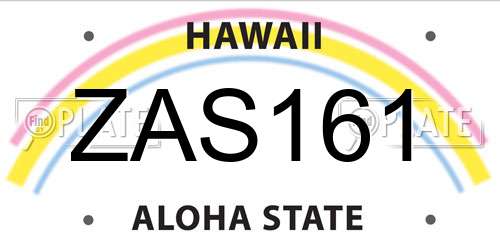 ZAS161 Hawaii License Plate