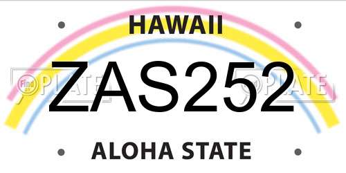 ZAS252 Hawaii License Plate