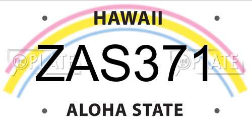 ZAS371 Hawaii License Plate