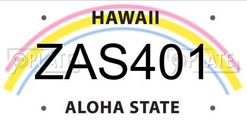 ZAS401 Hawaii License Plate