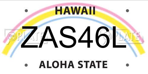ZAS46L Hawaii License Plate