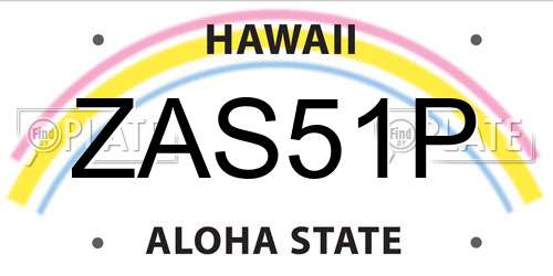 ZAS51P Hawaii License Plate