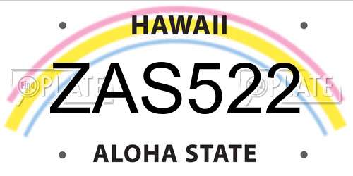 ZAS522 Hawaii License Plate