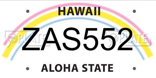 ZAS552 Hawaii License Plate