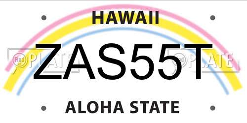 ZAS55T Hawaii License Plate