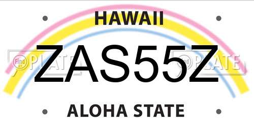 ZAS55Z Hawaii License Plate