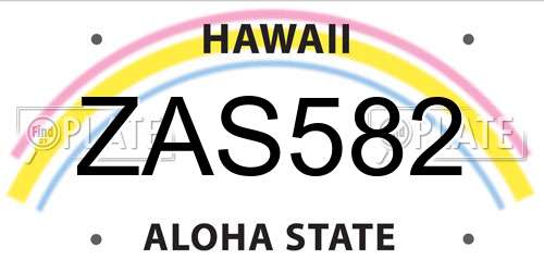 ZAS582 Hawaii License Plate