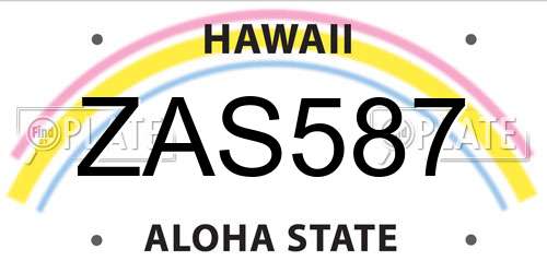 ZAS587 Hawaii License Plate