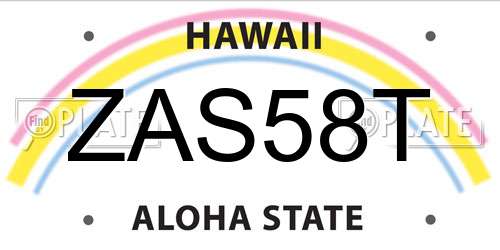 ZAS58T Hawaii License Plate