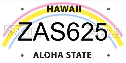 ZAS625 Hawaii License Plate