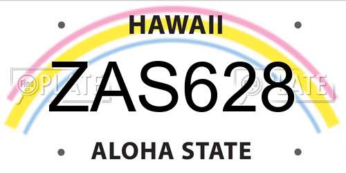 ZAS628 Hawaii License Plate
