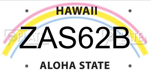 ZAS62B Hawaii License Plate
