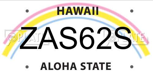 ZAS62S Hawaii License Plate