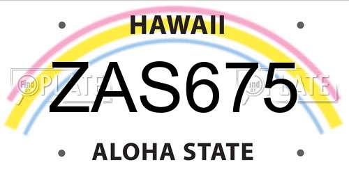 ZAS675 Hawaii License Plate