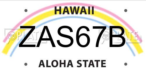 ZAS67B Hawaii License Plate