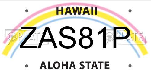ZAS81P Hawaii License Plate