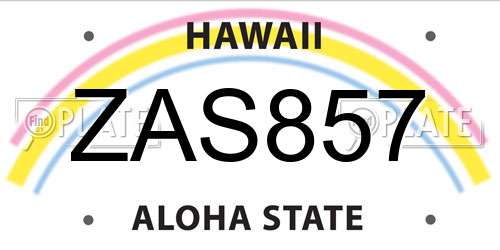 ZAS857 Hawaii License Plate