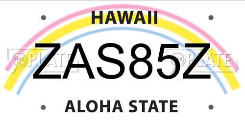 ZAS85Z Hawaii License Plate