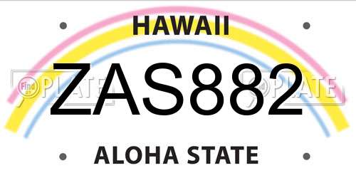 ZAS882 Hawaii License Plate
