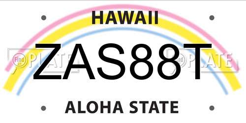 ZAS88T Hawaii License Plate