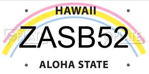 ZASB52 Hawaii License Plate