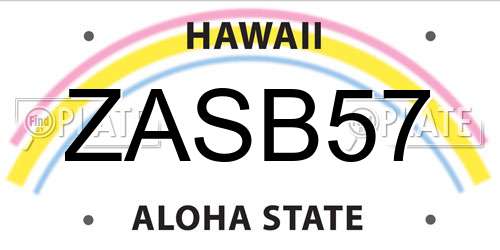 ZASB57 Hawaii License Plate