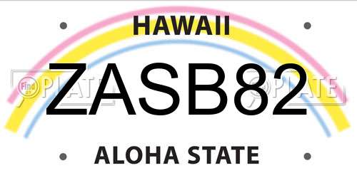 ZASB82 Hawaii License Plate