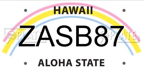 ZASB87 Hawaii License Plate