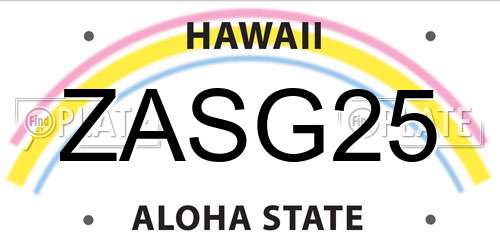 ZASG25 Hawaii License Plate