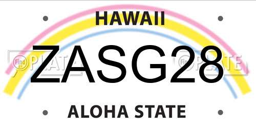 ZASG28 Hawaii License Plate
