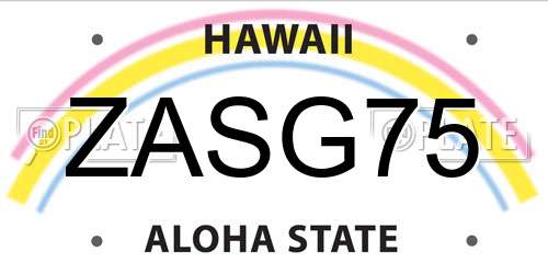 ZASG75 Hawaii License Plate